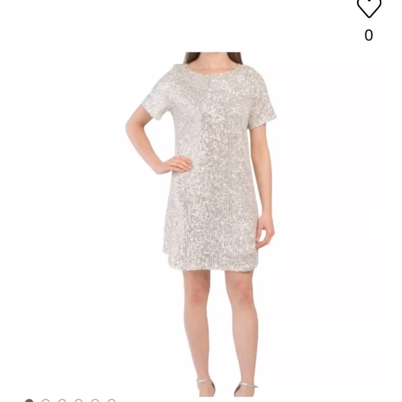 7 for All Mankind women’s FULL silver sequins T shirt mini dress formal slip on - Picture 6 of 13